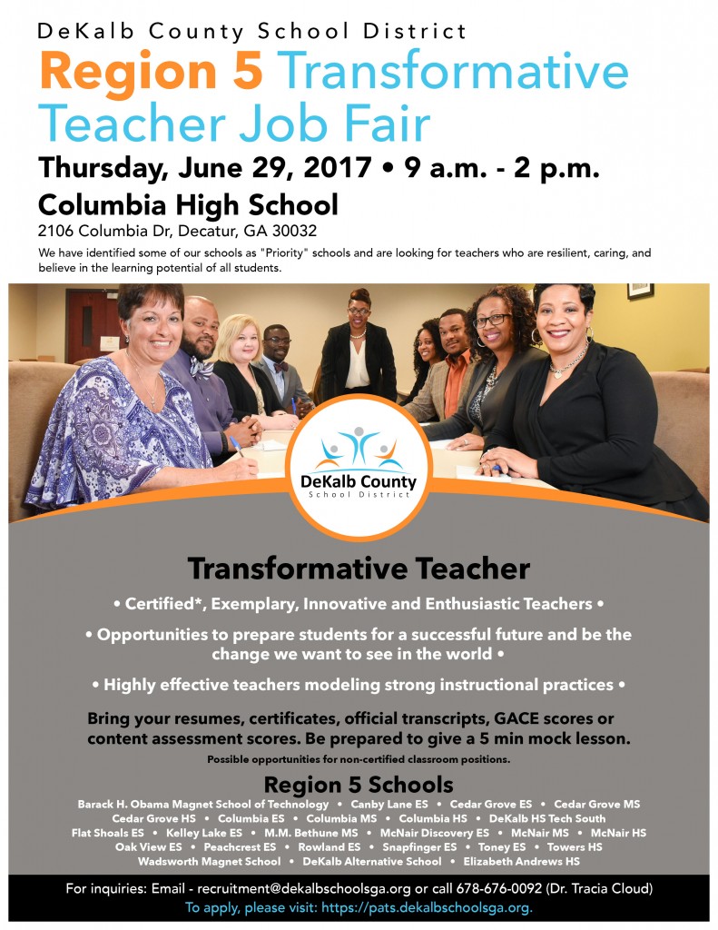 Region 5 Transformative Teacher Job Fair – DeKalb County School District