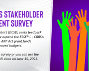 DCSD seeks feedback from all stakeholders as we expend the ESSER II - CRRSA Act and ESSER III - ARP Act grant funds per the approved budgets. Click here to access the survey or you can use the QR Code. The survey will close on June 15, 2023.